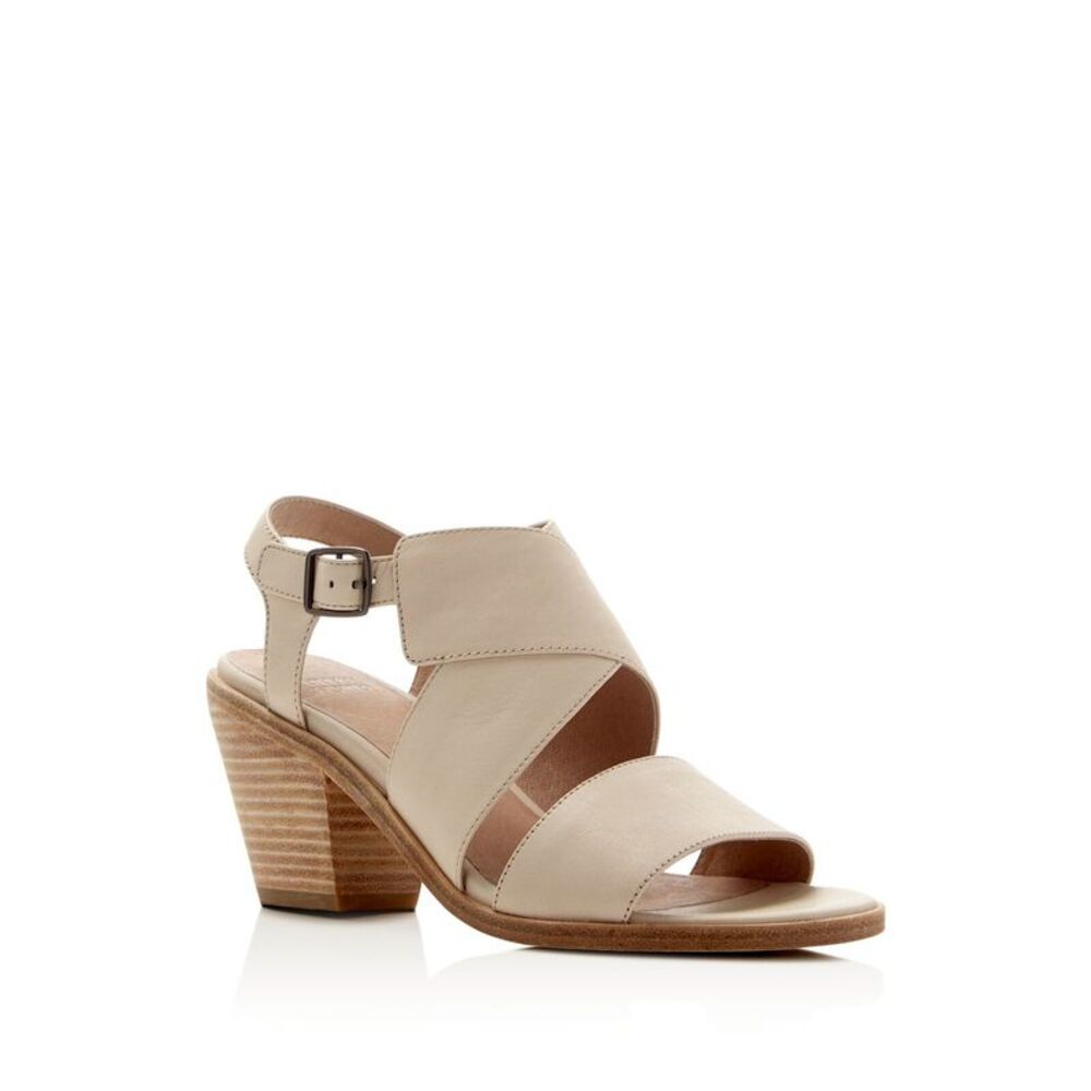 EILEEN FISHER Womens Beige Carat Round Toe Block Heel Leather Slingback Sandal 9